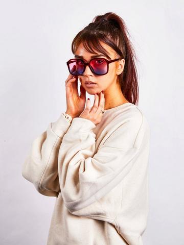 Ombre Lense Oversized Sunglasses Plum