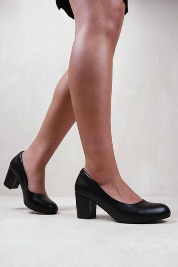 Black 'Melrose' Extra Wide Fit Mid Block Heel Court Shoes