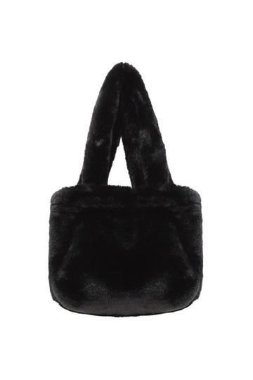 Fluffy Faux-Fur Tote Bag Black