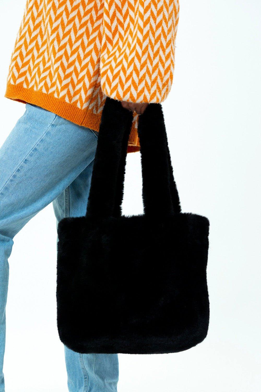 Fluffy Faux Fur Tote Bag boohoo UK