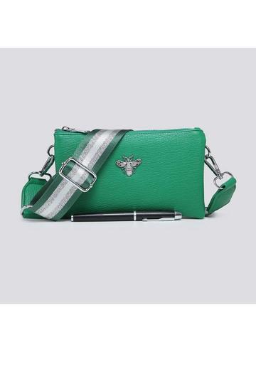 Tessa Double Compartments Wide Strap Small Purse Messenger Bag Emerald