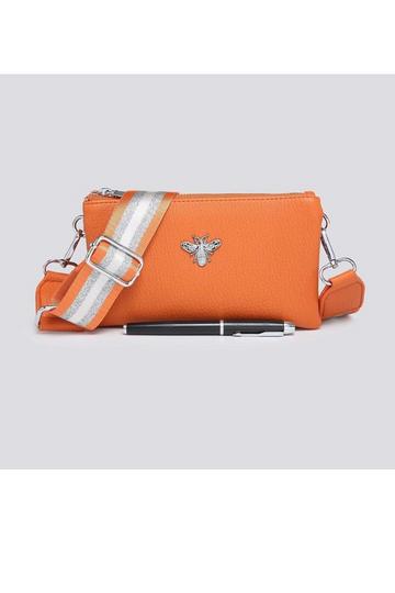 Orange Tessa Double Compartments Wide Strap Small Purse Messenger Bag