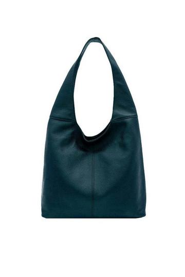 Teal Soft Pebbled Leather Hobo Bag | BXBDI Teal