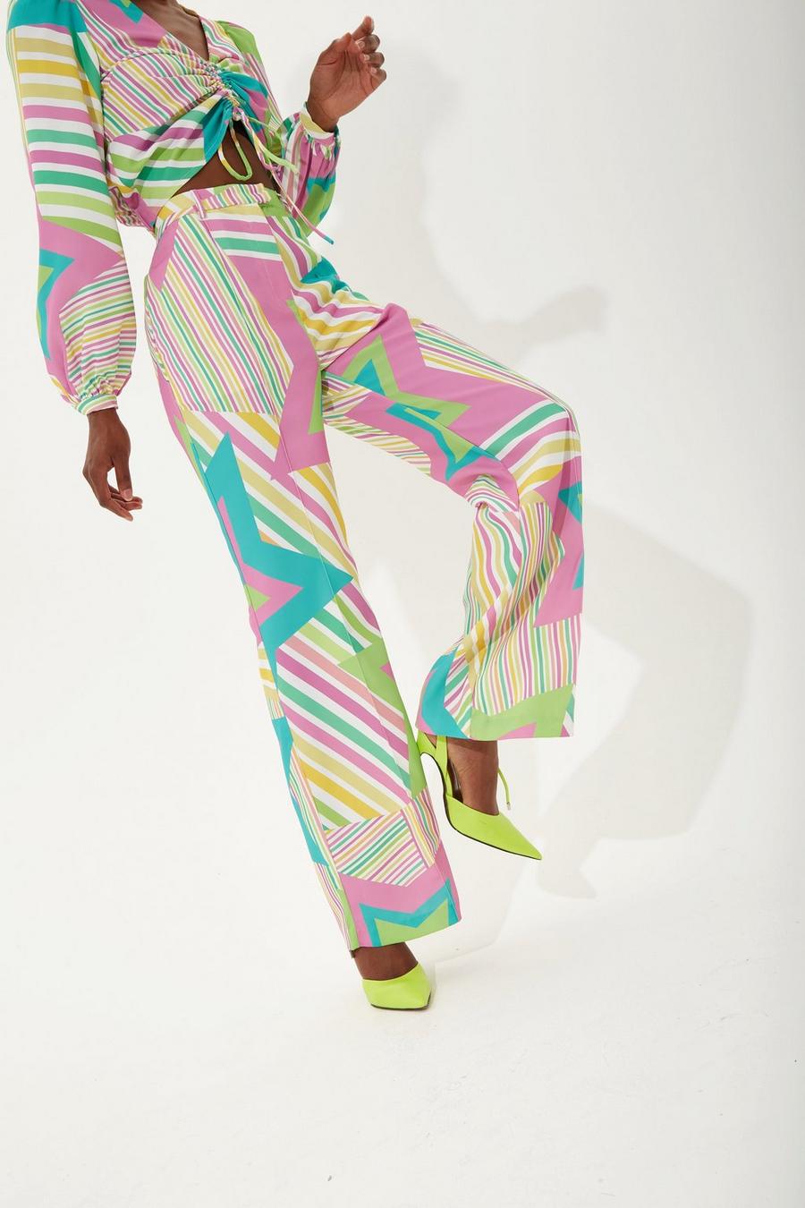 Multi Star Print Wide Leg Trousers image number 1