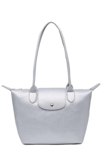 Silver Double Handle Roomy Tote Hobo Bag