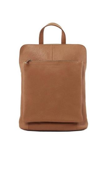 Camel Soft Pebbled Leather Pocket Backpack | BYEYL Camel