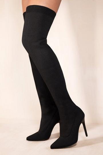 'Alivia' Over The Knee High Heel Boots Black