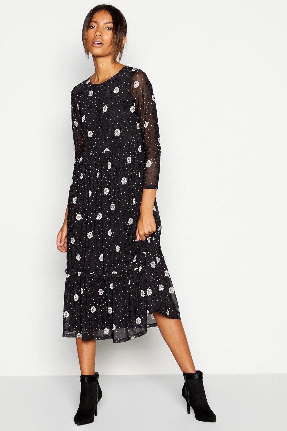 Dresses | Petite Daisy Print Mesh Midi Dress | Principles