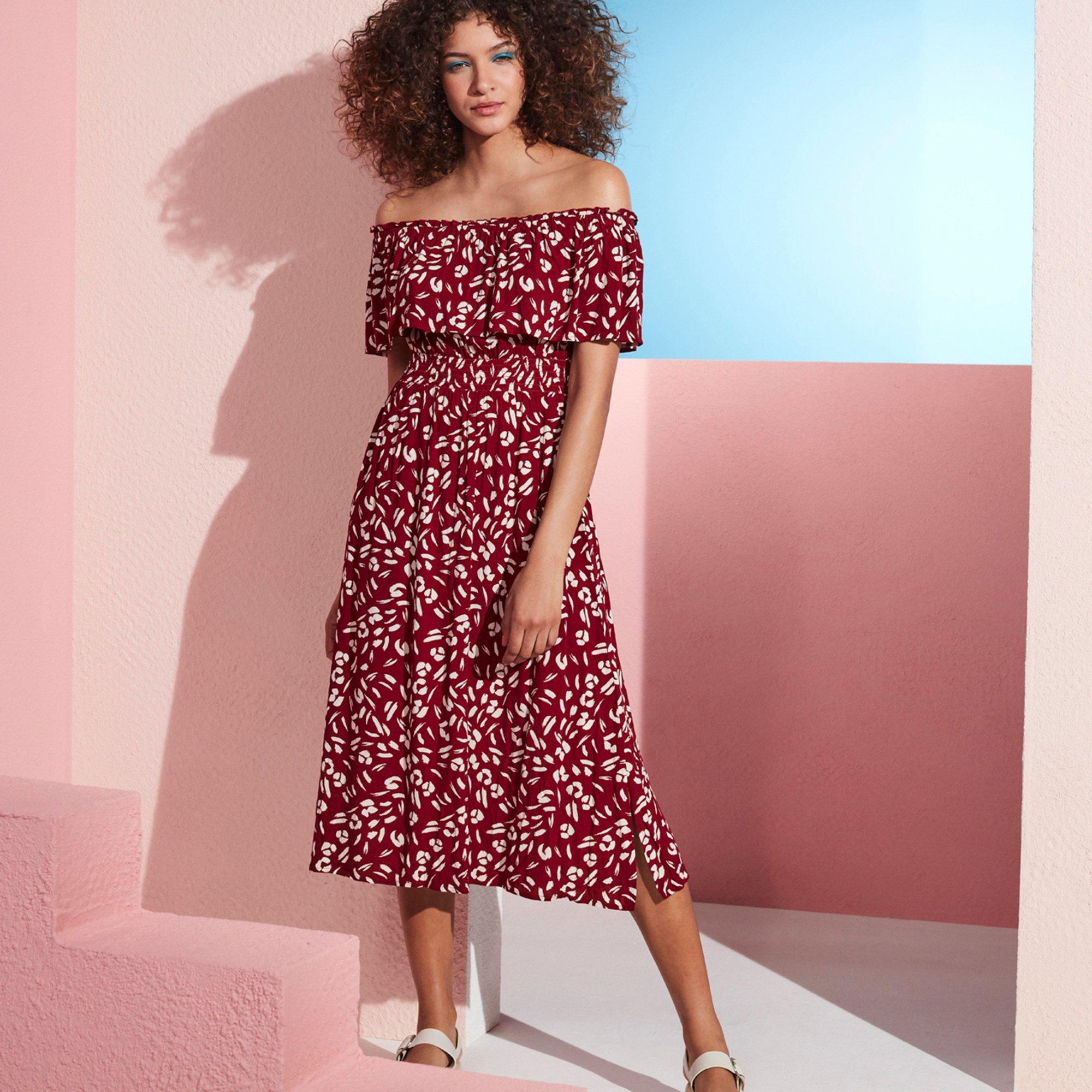 Dresses | Leopard Print Bardot Midi Dress | Principles