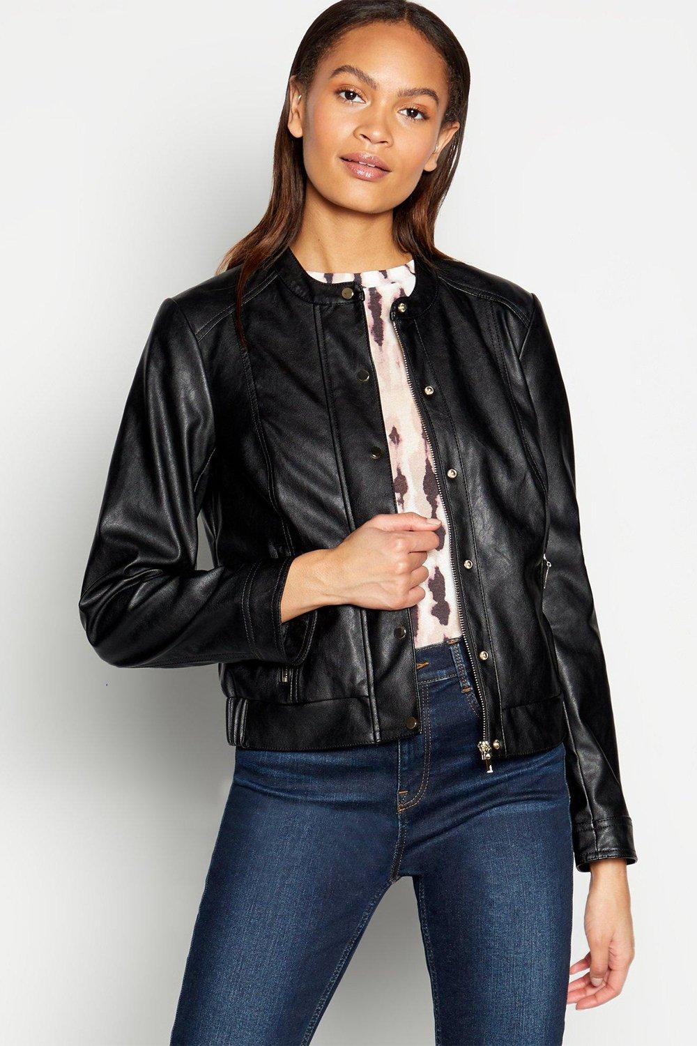 Principles Faux Leather Bomber Jacket | Debenhams