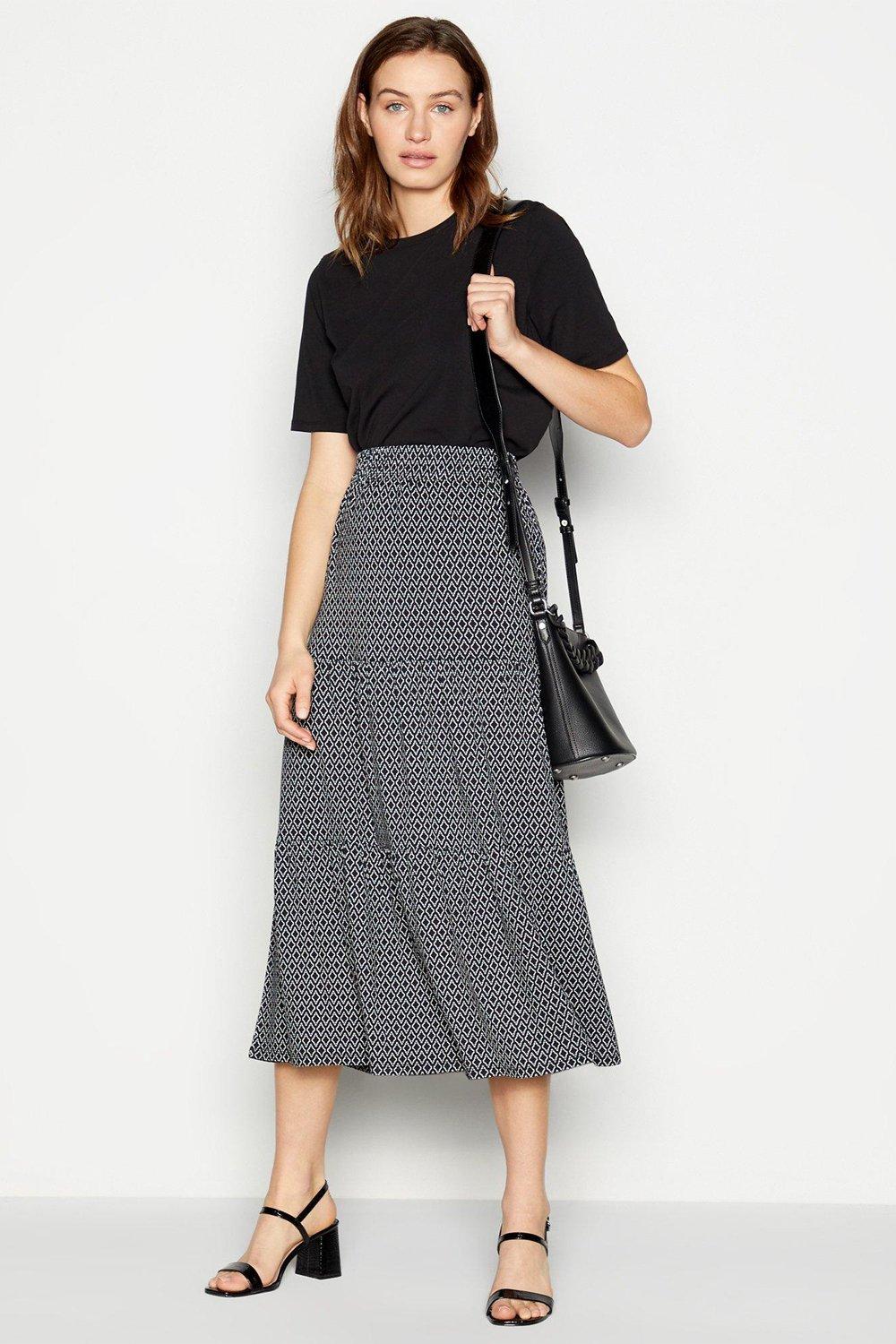 Skirts | Tile Print Tiered Midi Skirt | Principles