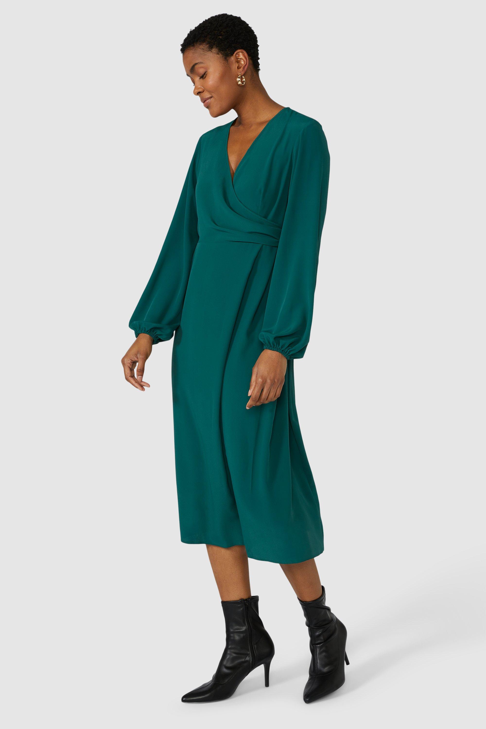 Blue Capped Sleeve Dress At Debenhams Com Wrap Dress Faux Wrap Dress