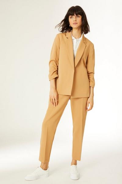 Principles camel Petite Edge To Edge Ruched Sleeve Tailored Blazer
