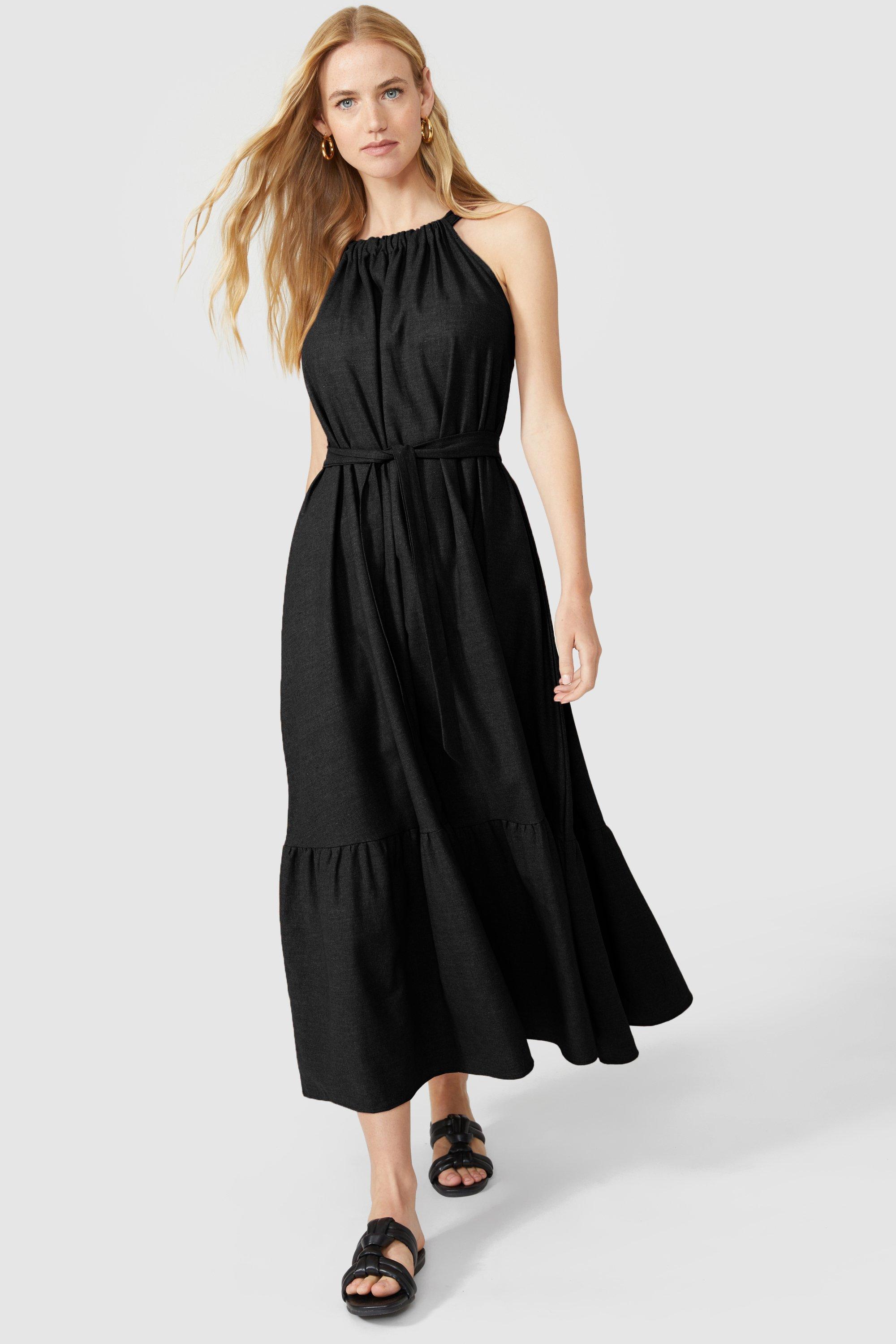 Dresses | Linen Mix Halter Neck Midi Dress | Principles