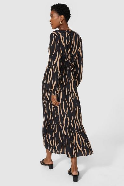 Principles zebra Petite V Neck Printed Tiered Dress