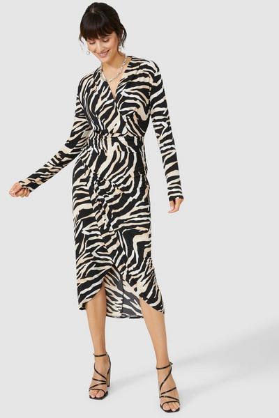 Principles zebra Jersey Printed Rushed Side Wrap Dress