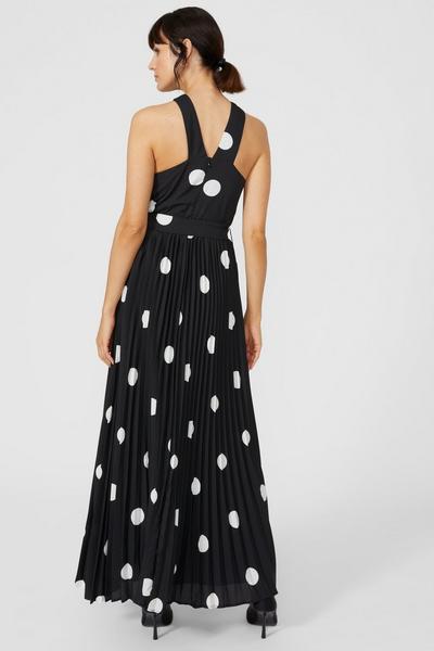 Principles mono Large Spot Printed Twist Neck Pleated Maxi Dress