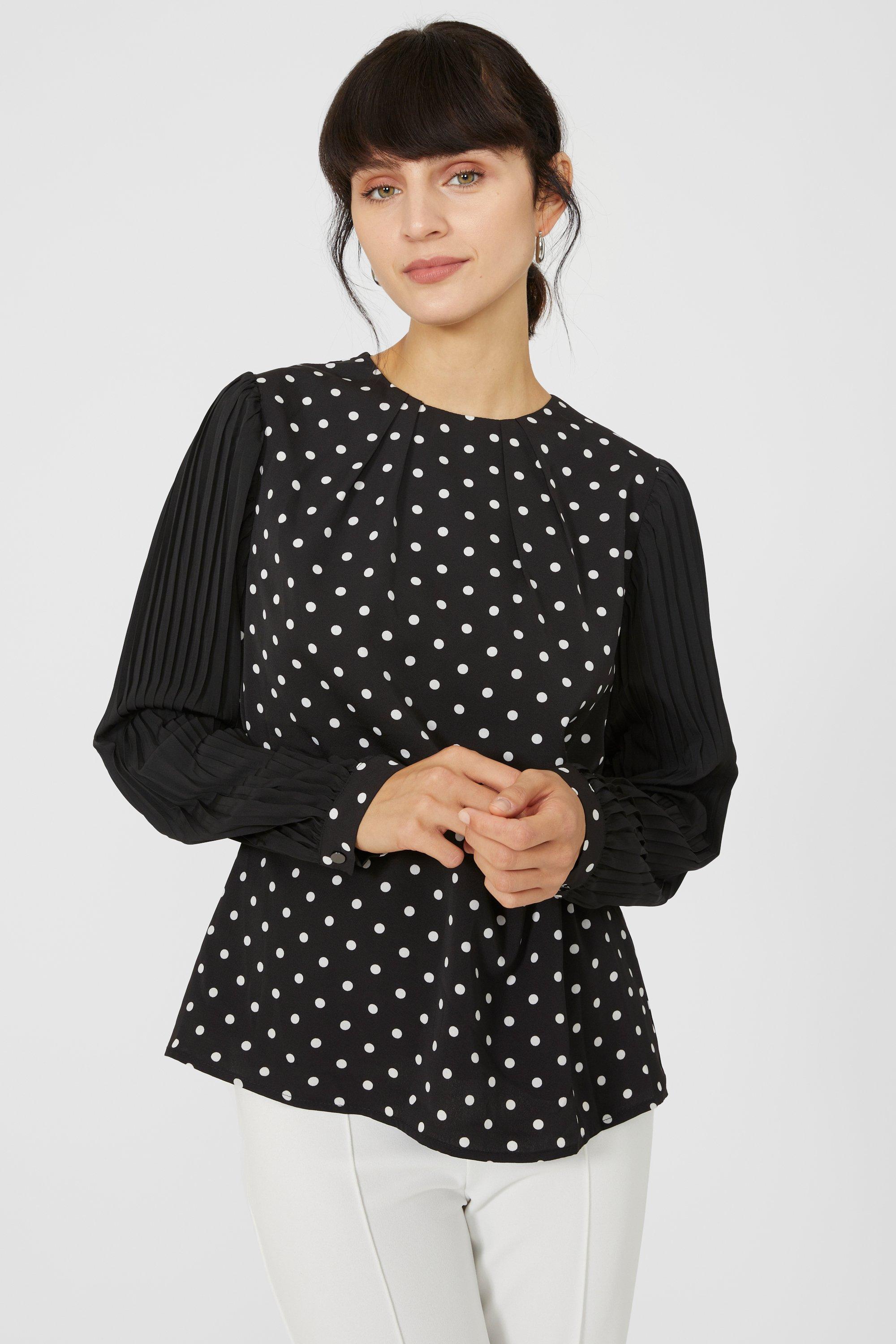 Tops | Pleated Printed Sleeve Chiffon Blouse | Principles