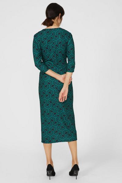Principles green Green Geo Printed Wrap Midi Dress