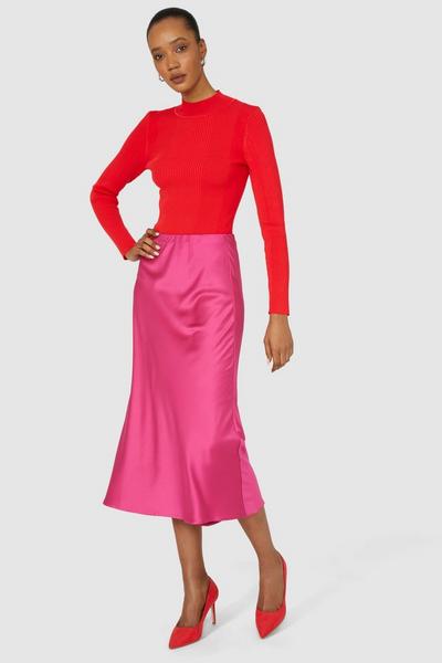 Principles pink Petite Midaxi Satin Skirt