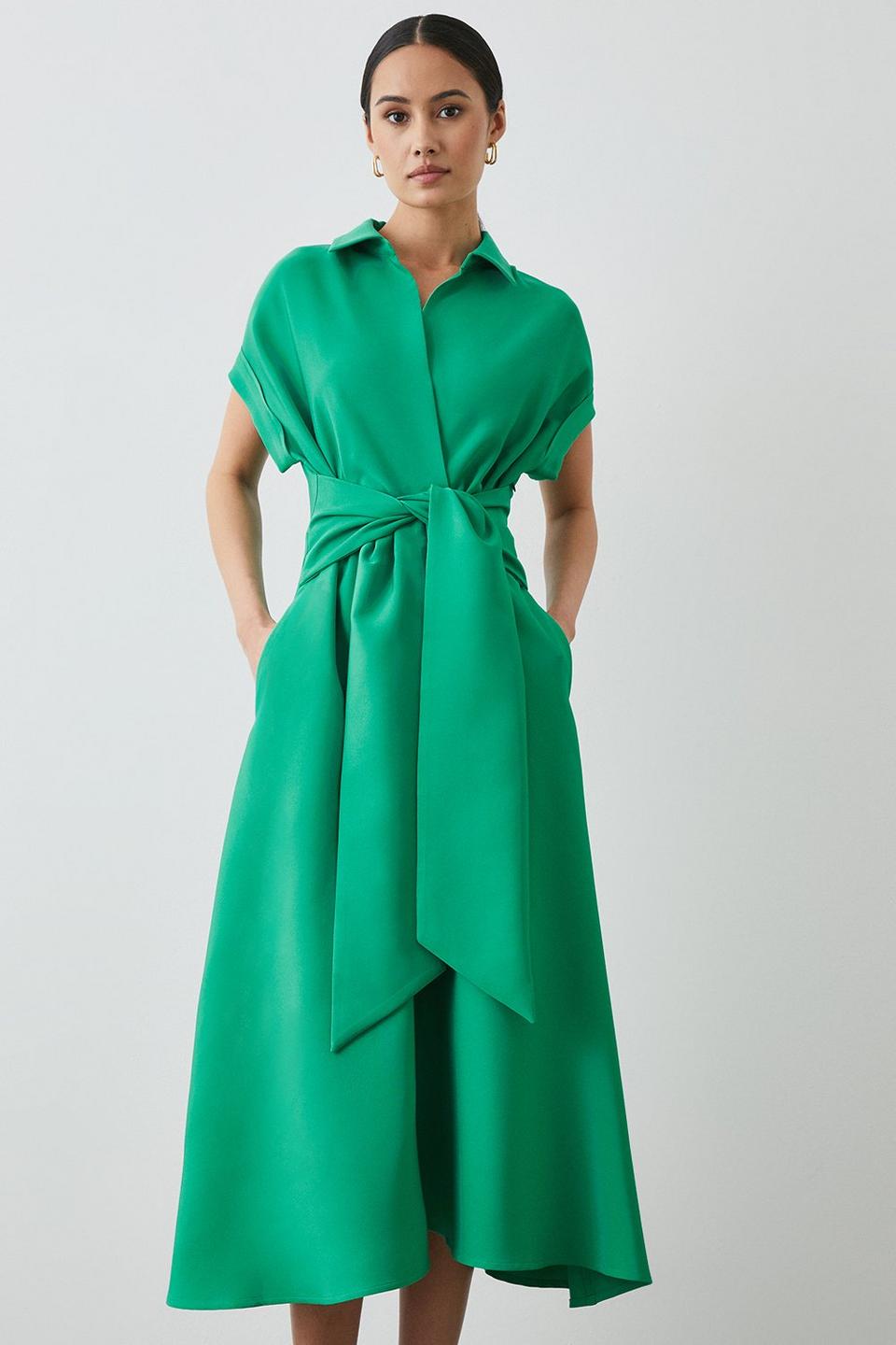 Dresses | Green Front Tie Shirt Midi Dress | Principles