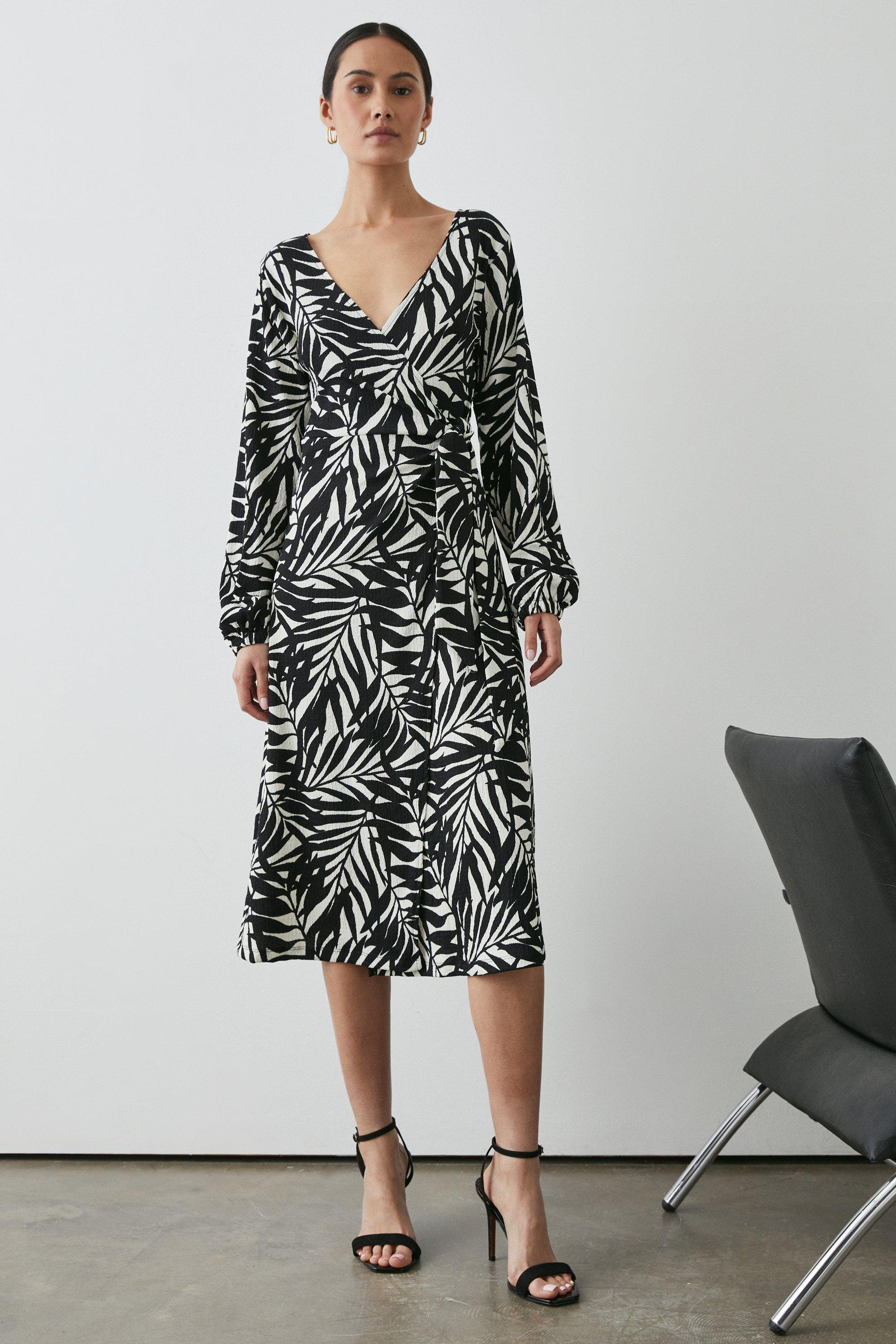 Dresses | Mono Palm Print Wrap Midi Dress | Principles