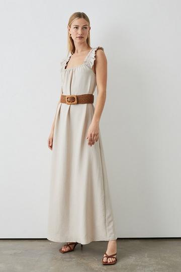 Stone Frill Straps Maxi Dress stone