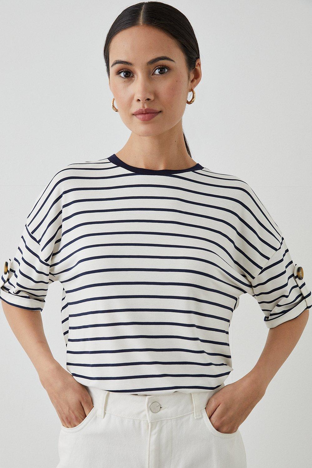 Principles White And Navy Contrast Neck Tee | Debenhams