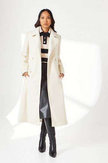 Ivory White Longline Double Breasted Oversized Coat