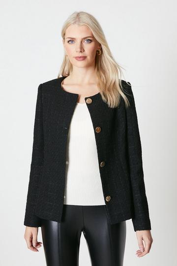 Black Boucle Longline Jacket