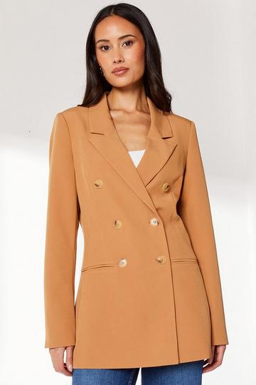 Longline Double Breasted Blazer camel