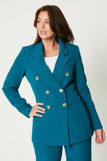 Longline Double Breasted Blazer teal