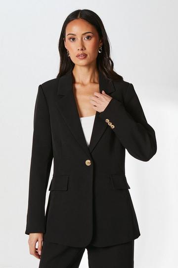 Black Single Breasted Button Detail Blazer