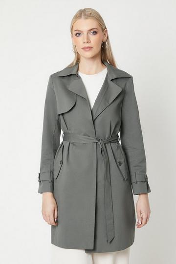 Grey Premium Belted Trench Coat