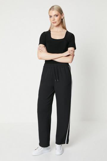 Side Stripe Elastic Waist Wide Leg Trouser neutral