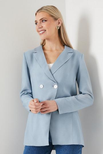 Blue Occasion Button Detail Split Front Db Blazer