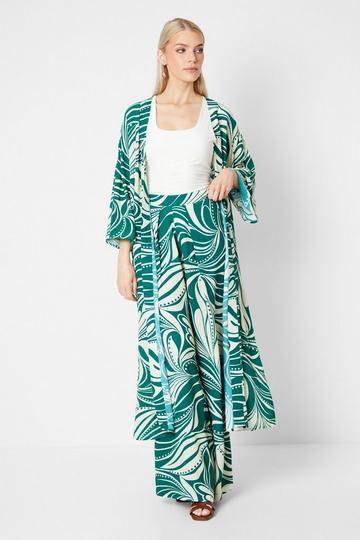 Green Green Abstract Wide Leg Trouser