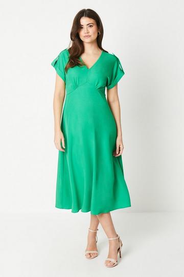 Satin Midi Tea Dress green