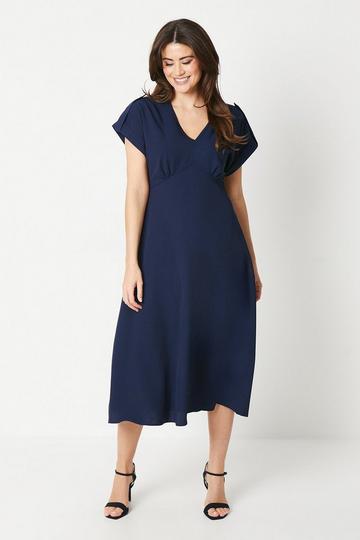 Satin Midi Tea Dress navy