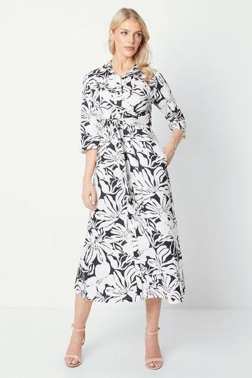 Tie Front Midi Shirt Dress mono