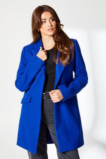 Double Breasted Crombie Coat cobalt