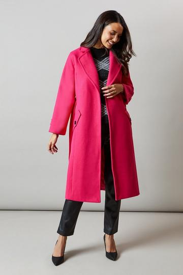 Pink Relaxed Belted Wrap Coat