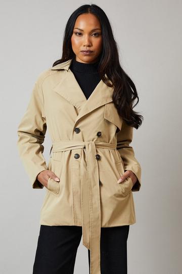 Stone Beige Short Relaxed Trench