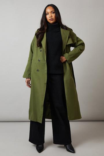 Khaki Longline Relaxed Trench