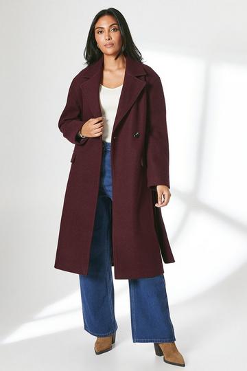 Petite Double Breasted Maxi Coat berry