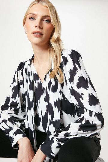 Dalmation Print Pussybow Blouse mono