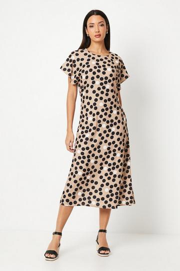 Spot Printed Midi Dress neutral