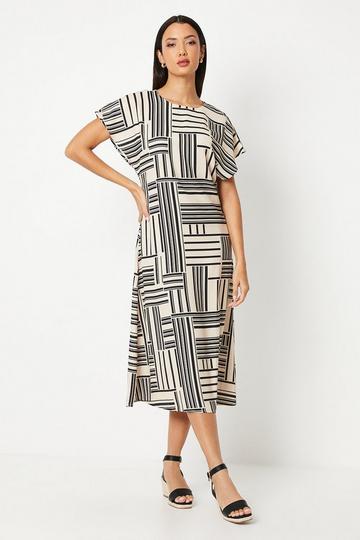 Mono Geo Printed Midi Dress mono