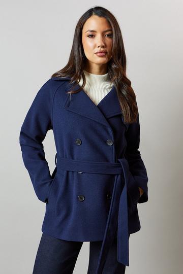 Short Belted Trench Wool Db Coat navy