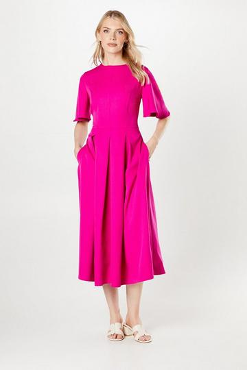 Pink Seam Detail Midi Dress